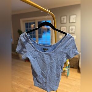 Wild Fable Light Blue Ribbed Short Sleeve Top